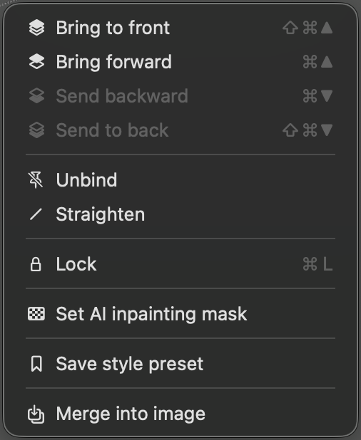 The PowerPic right-click menu when one or more annotations are selected